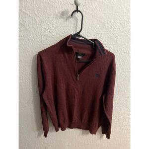 Brooks Brothers 346 Merino Wool Mens Size Large Maroon 1/4 Zip Sweater